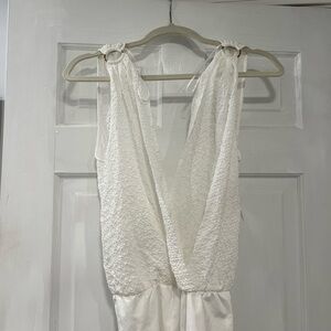 Zara White Textured Sleeveless bodysuit